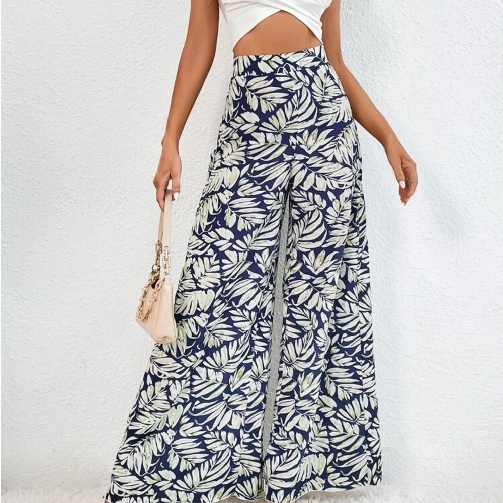NWOT SHEIN Tall Allover Plants Print Wide Leg Pants